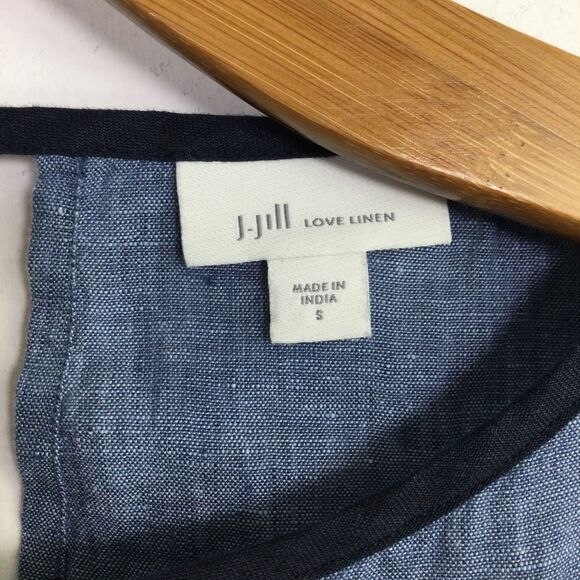 J. Jill Women's Seamed Love Linen Dress V-Neck Pullover Sleeveless Blue Size S - Picture 12 of 16